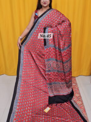 12TH AUG MEGA SALE - PURE AJRAKH MODAL SILK SAREE (NO.45)