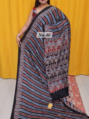 12TH AUG MEGA SALE - PURE AJRAKH MODAL SILK SAREE (NO.46)