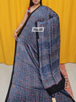 12TH AUG MEGA SALE - PURE AJRAKH MODAL SILK SAREE (NO.48)