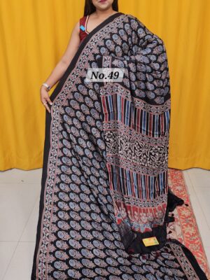12TH AUG MEGA SALE - PURE AJRAKH MODAL SILK SAREE (NO.49)