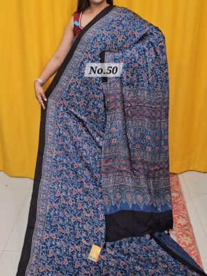 12TH AUG MEGA SALE - PURE AJRAKH MODAL SILK SAREE (NO.50)