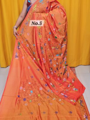 SALE 6TH AUG - KATHA STITCH SOFT SILK SAREE (NO.5)