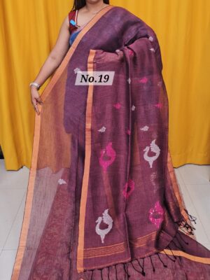 SALE 6TH AUG - PURE HANDLOOM LINEN SAREE (NO.19)