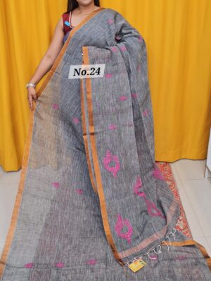 SALE 6TH AUG - PURE HANDLOOM LINEN SAREE (NO.24)