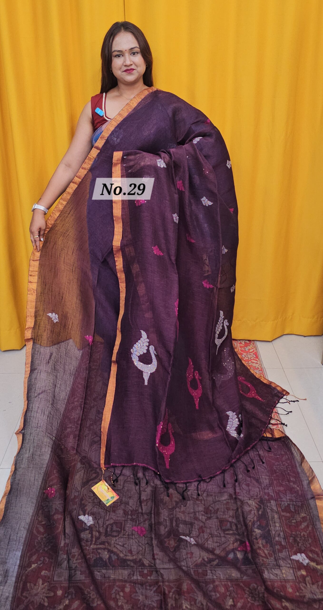SALE 6TH AUG - PURE HANDLOOM LINEN SAREE (NO.29)