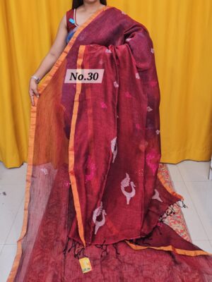 SALE 6TH AUG - PURE HANDLOOM LINEN SAREE (NO.30)