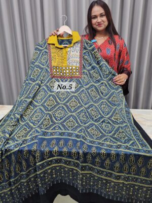 PURE MODAL AJRAKH MIRROR KAFTAN {SIZE UPTO 58} (NO.5)