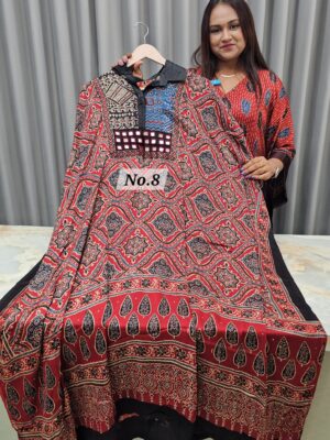 PURE MODAL AJRAKH MIRROR KAFTAN {SIZE UPTO 58} (NO.8)