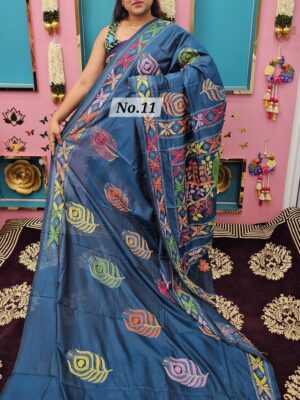 SALE 11TH AUG – KATHA STITCH SOFT SILK SAREE (NO.11)