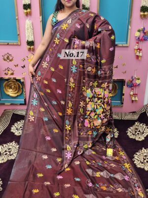 SALE 11TH AUG – KATHA STITCH SOFT SILK SAREE (NO.17)
