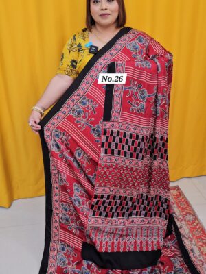 12TH AUG MEGA SALE - PURE AJRAKH MODAL SILK SAREE (NO.26)