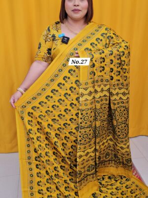 12TH AUG MEGA SALE - PURE AJRAKH MODAL SILK SAREE (NO.27)