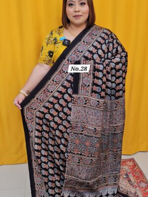 12TH AUG MEGA SALE - PURE AJRAKH MODAL SILK SAREE (NO.28)