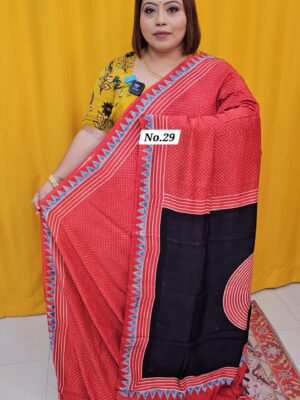 12TH AUG MEGA SALE - PURE AJRAKH MODAL SILK SAREE (NO.29)