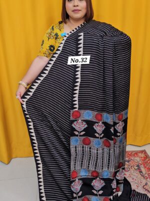 12TH AUG MEGA SALE - PURE AJRAKH MODAL SILK SAREE (NO.32)
