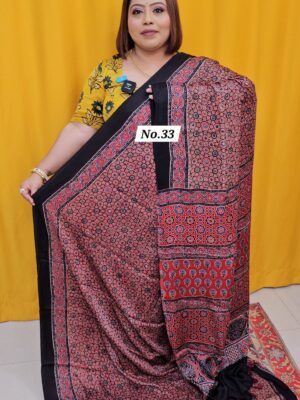12TH AUG MEGA SALE - PURE AJRAKH MODAL SILK SAREE (NO.33)