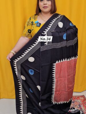 12TH AUG MEGA SALE - PURE AJRAKH MODAL SILK SAREE (NO.34)