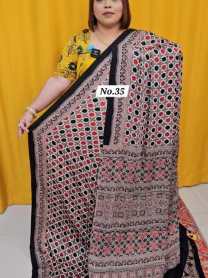 12TH AUG MEGA SALE - PURE AJRAKH MODAL SILK SAREE (NO.35)