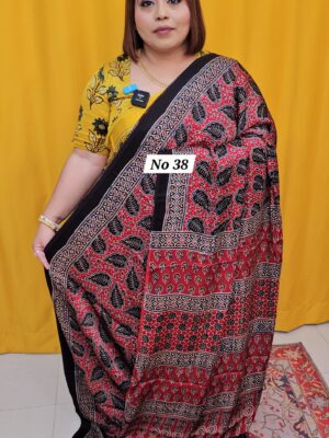 12TH AUG MEGA SALE - PURE AJRAKH MODAL SILK SAREE (NO.38)