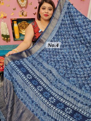 SALE 20TH AUG – PURE CHANDERI AJRAKH SAREE (NO.4)