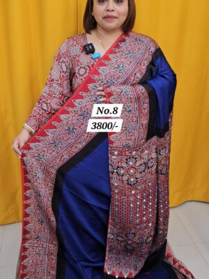 SALE 25TH AUG - PURE AJRAKH MODAL MIRROR SAREE (NO.8)