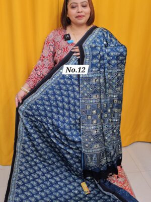SALE 25TH AUG - PURE AJRAKH MODAL MIRROR SAREE (NO.12)