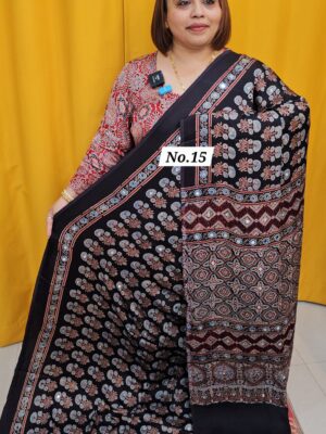 SALE 25TH AUG - PURE AJRAKH MODAL MIRROR SAREE (NO.15)
