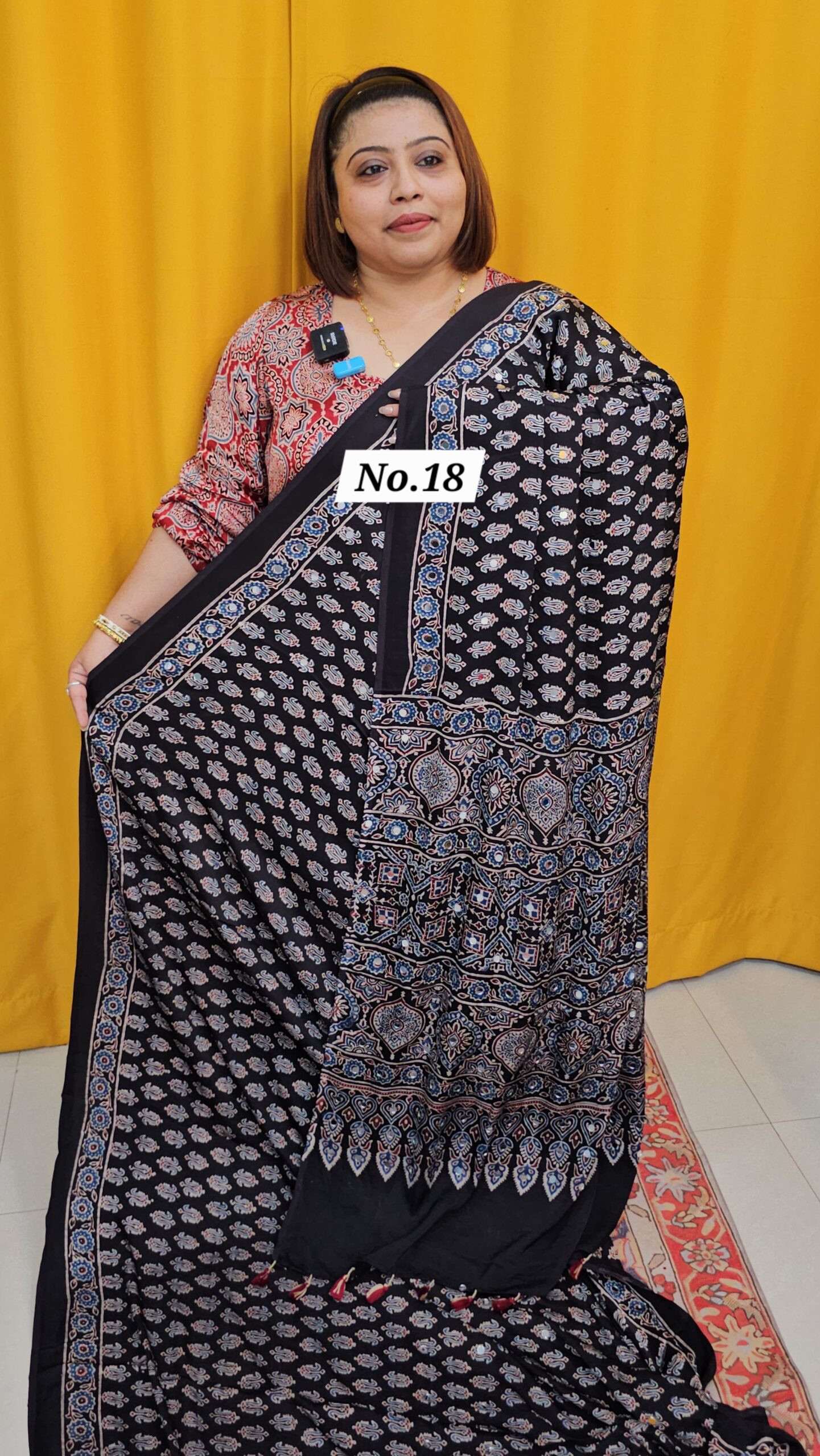 SALE 25TH AUG - PURE AJRAKH MODAL MIRROR SAREE (NO.18)