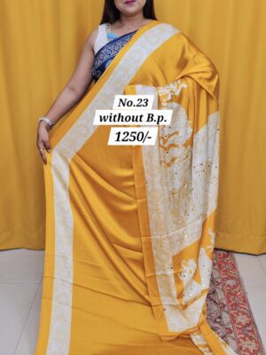 SALE 5TH AUG - PREMIUM MIRROR CREPE MODAL SAREE {NO BLOUSE PIECE} (NO.23)