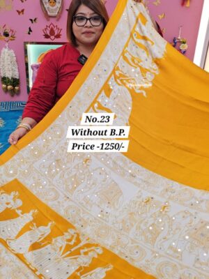SALE 7TH AUG - PREMIUM MIRROR CREPE MODAL SAREE {NO BLOUSE PIECE} (NO.23)