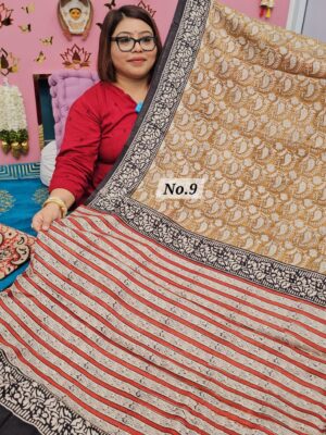 SALE 7TH AUG - PURE MODAL MASLIN KALAMKARI MULTI BLOCK SAREE (NO.9)