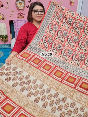 SALE 7TH AUG - PURE MODAL MASLIN KALAMKARI MULTI BLOCK SAREE (NO.10)