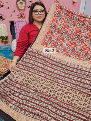 SALE 7TH AUG - PURE MODAL MASLIN KALAMKARI MULTI BLOCK SAREE (NO.2)