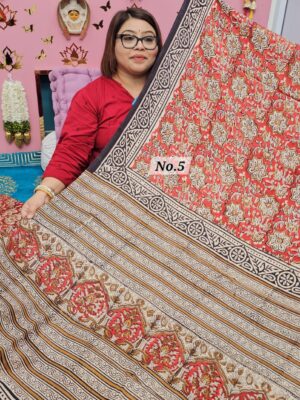 SALE 7TH AUG - PURE MODAL MASLIN KALAMKARI MULTI BLOCK SAREE (NO.5)