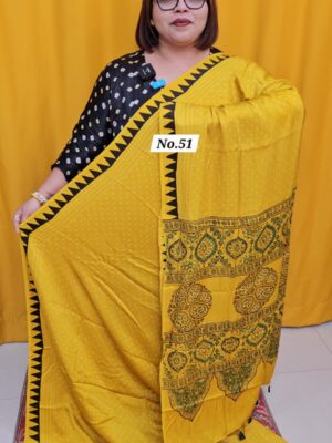 9TH AUG MEGA SALE - PURE AJRAKH MODAL SILK SAREE (NO.51)