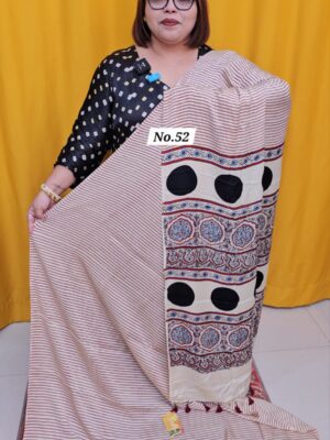 9TH AUG MEGA SALE - PURE AJRAKH MODAL SILK SAREE (NO.52)