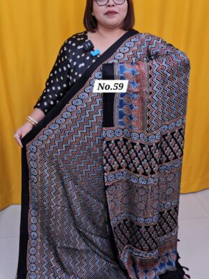 9TH AUG MEGA SALE - PURE AJRAKH MODAL SILK SAREE (NO.59)