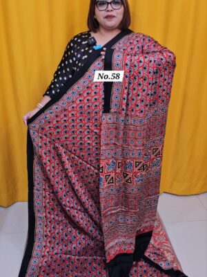 9TH AUG MEGA SALE - PURE AJRAKH MODAL SILK SAREE (NO.58)