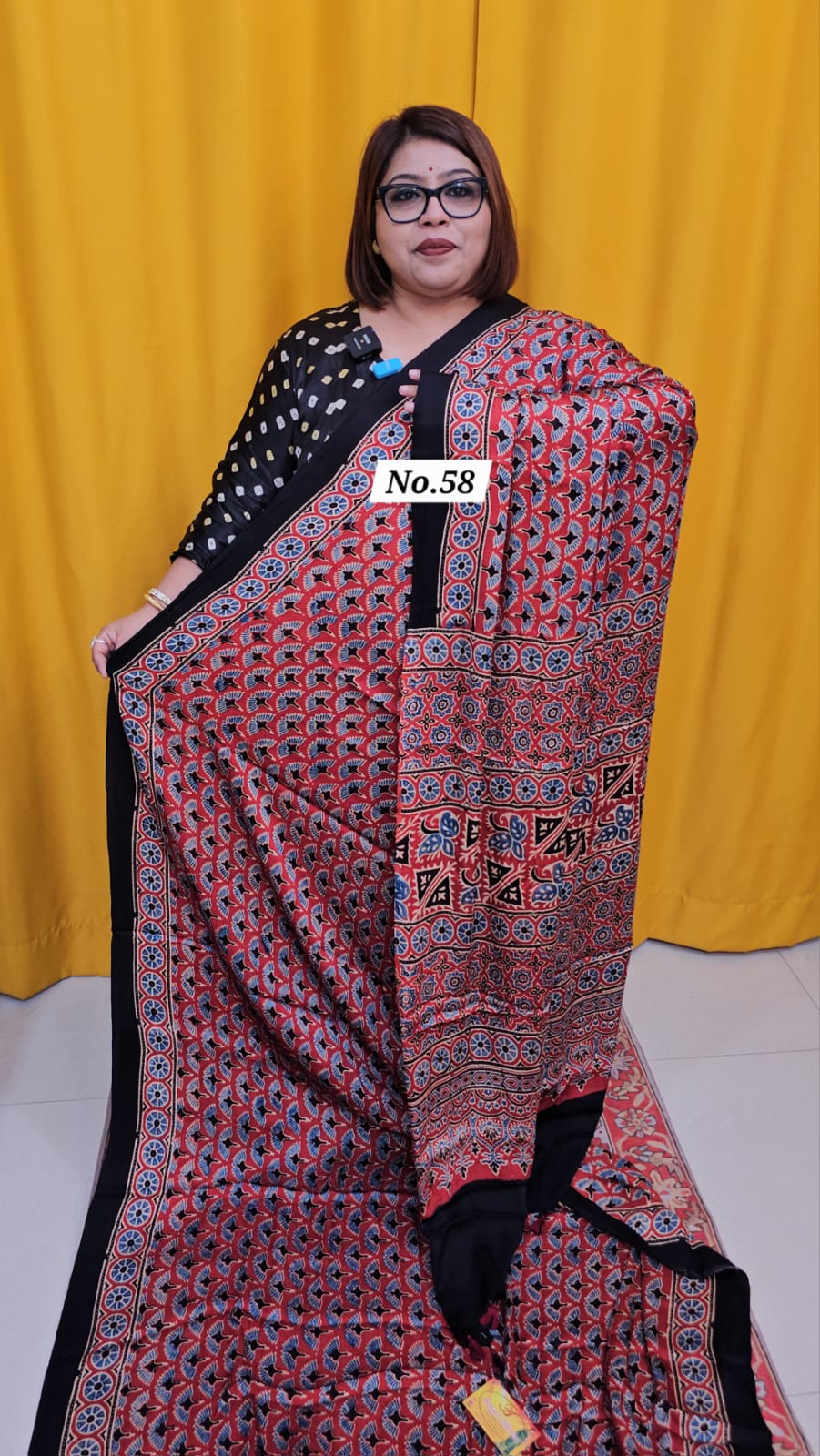 9TH AUG MEGA SALE - PURE AJRAKH MODAL SILK SAREE (NO.58)