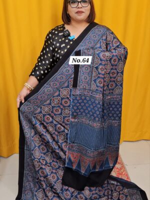 9TH AUG MEGA SALE - PURE AJRAKH MODAL SILK SAREE (NO.64)
