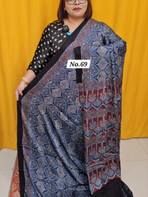 9TH AUG MEGA SALE - PURE AJRAKH MODAL SILK SAREE (NO.69)