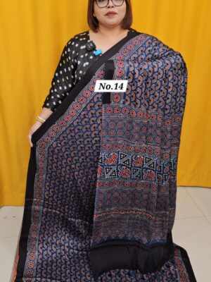 9TH AUG MEGA SALE - PURE AJRAKH MODAL SILK SAREE (NO.14)