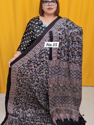 9TH AUG MEGA SALE - PURE AJRAKH MODAL SILK SAREE (NO.15)