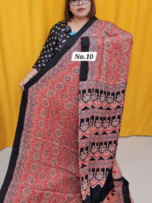 9TH AUG MEGA SALE - PURE AJRAKH MODAL SILK SAREE (NO.10)
