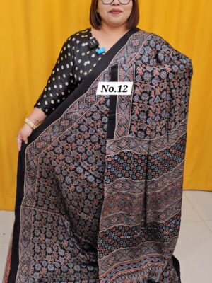 9TH AUG MEGA SALE - PURE AJRAKH MODAL SILK SAREE (NO.12)