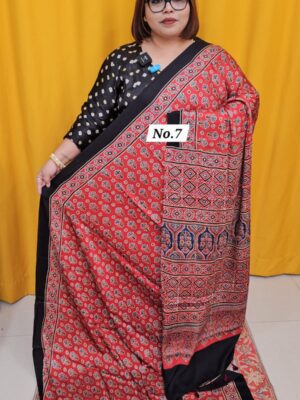 9TH AUG MEGA SALE - PURE AJRAKH MODAL SILK SAREE (NO.7)