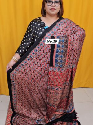 12TH AUG MEGA SALE - PURE AJRAKH MODAL SILK SAREE (NO.19)