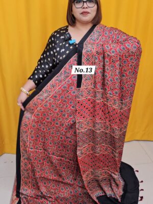 12TH AUG MEGA SALE - PURE AJRAKH MODAL SILK SAREE (NO.13)