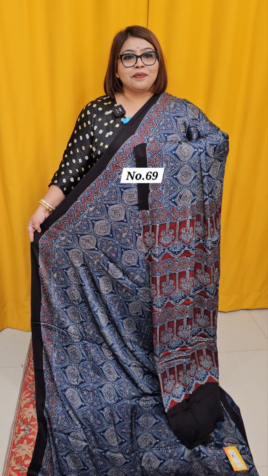 12TH AUG MEGA SALE - PURE AJRAKH MODAL SILK SAREE (NO.70)