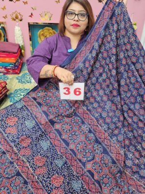 12TH SEP 2ND LIVE - PURE MODAL MASLIN MULTI BLOCK SAREE (NO.36)